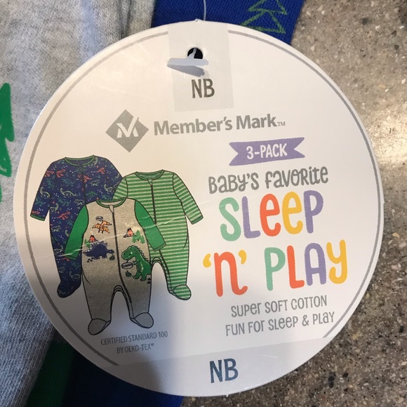 🆕 Members Mark (3)Pack Sleep n' Play Size: Newborn Dinosaur Prints - Picture 4 of 6